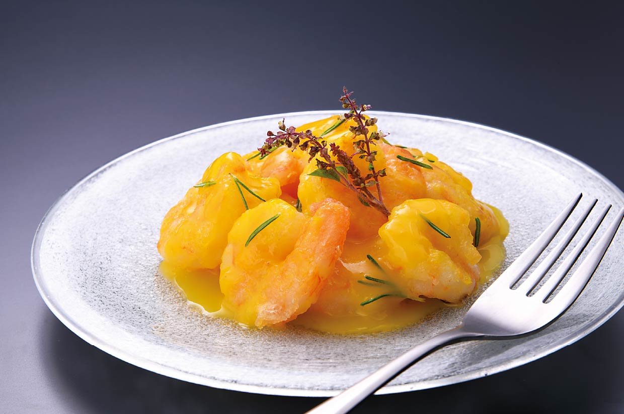 エビのマンゴーソース和え